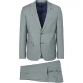 Suitable Traje Sharkskin de lana en verde Verde talla