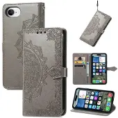 Lux-Case Funda de cuero Mandala iPhone 16e - Gris