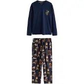 Next Pijama largo navy / marrón / rojo oscuro / blanco