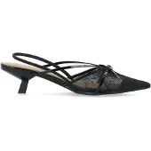 Bianco Biakristin Malla Con Lazo Tacones Bajos Negro 36