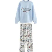 Next Pijama largo azul claro / rojo / negro / blanco
