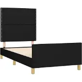 Syfax Estructura de cama sin colchón tela negro 90x200 cm