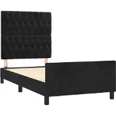 Syfax Estructura de cama sin colchón terciopelo negro 90x190 cm