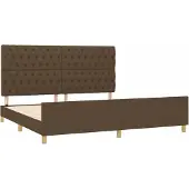 Syfax Estructura de cama con cabecero de tela marrón oscuro 200x200cm