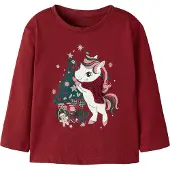 Name It Mini Camiseta 'NMFRepoler' verde oscuro / altrosa / rojo oscuro / blanco