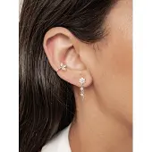 Hey Happiness Pendientes 'Bloom Chain Stud Earrings & Blossom Ear Cuff Set' plata