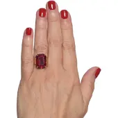Addicted Anillo 'Celeste anello con cristallo rubino Swarovski' oro / rojo cereza