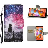 Lux-Case Funda abatible Wonderland Samsung Galaxy A21s - Gato Negro