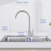 Markenlos Grifo de acero inoxidable para lavabo, giratorio 360°