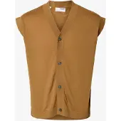 Selected 100 % Lana De Merino Chaleco De Punto Hombres Naranja L