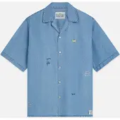 Scotch & Soda Basquiat Indigo Tencel Relaxedfit Shortsleeved Shirt Navy Talla: M | Camisas Casuales Outlet | Hombre | Azul