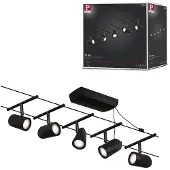 Paulmann Cup sobre cable básico 5 luces negro mate