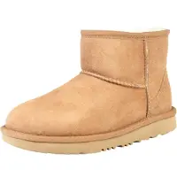 Ugg para niña. 1017715K Botines de piel Classic Mini II marrón (35), Plano, Ante, Ninguno, Casual, moda infantil, outlet 2026.