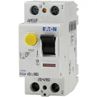 Eaton 264280 PFGM-40/2/003 – Interruptor diferencial – Blanco – Controlador negro – 2 polos / 40 A / 30 mA – Tipo AC – Conexión por tornillo