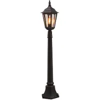 Konstsmide . Lámpara de pie Firenze, fabricada en aluminio con pintura negra y pantalla de cristal transparente