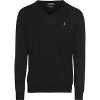 Ralph Lauren para hombre. 710670789003 Jersey de algodón Slim Fit con cuello de pico negro (L), Casual, Clásico, outl