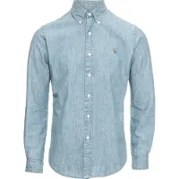 Ralph Lauren para hombre. 710548538001 Camisa de cambray Slim Fit azul (S), Casual, Algodón, Denim, Manga larga, outl