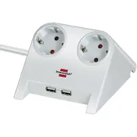 EECONN , regleta de enchufes de mesa "Desktop-Power", doble, con 2 puertos USB