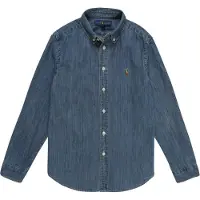 Ralph Lauren para niño. 323713843001 Camisa de cambray de algodón ((M) 8/9años= 140/149cm), Azul, Casual, Denim, Manga larga, moda infa