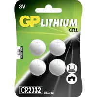 GP 1 x 4 pilas de botón de litio CR2032, 3V, paquete de 4 unidades