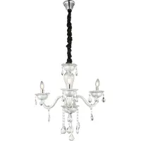 Globo Lighting Lámpara colgante , modelo Luster, color blanco metalizado, pantalla de vidrio, cristales K5 transparentes, diámetro: 610 mm, altura: 1500 mm, excluye 3 bombillas E14 de 40W y 230V