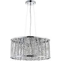 Luxera Lámpara colgante STIXX, 6 bombillas G9/33W, color plateado/transparente, diámetro: 45, altura: 150 cm, casquillo G9