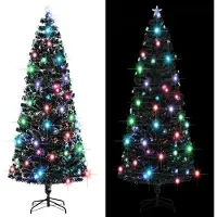 vidaXL Árbol de Navidad iluminado con soporte y luces LED de 240 cm, con fibra óptica