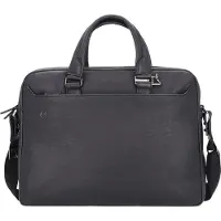 Piquadro Black Square Maletín Piel natural 40 cm Compartimento para el portátil negro