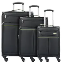 D&N Travel Line 6704 4 ruedas Juego de maletas 3 piezas negro