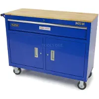 HBM carro de herramientas móvil con banco de trabajo, 117 cm, azul