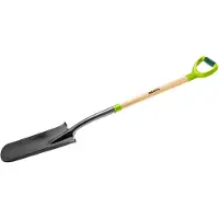 Verto 15G014, Pala, plástico, acero, madera, , verde, madera, ergonómica, de forma "D", 1280 mm