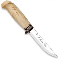 Marttiini Lynx Deluxe Bronze 450012, Polished Stainless Steel, Bronze Guard, Curly Birch, cuchillo de exterior