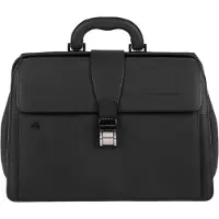 Piquadro Black Square Maletín Piel natural 37 cm negro
