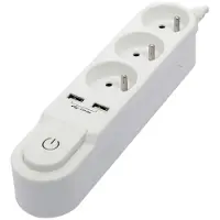 Chacon Alargador , 3 enchufes, USB, 1,5 m,