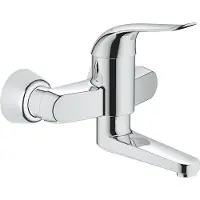 GROHE Grifo monomando para lavabo , modelo Euroeco Special 32767, para montaje en pared, con conexiones "S" y acabado cromado