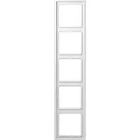 JUNG Marco para interruptores, modelo Rahmen 5-fach, referencia LS 990, grado de protección IP 44, material Duroplast, color blanco alpino, apto para montaje vertical y horizontal, 1 unidad.