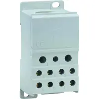Hager Bloque de conexión KJ02A, 250A, monopolar, con bornes para: 1x35-95 mm², 2x6-35 mm², 5x1.5-16 mm² y 4x1.5-10 mm²