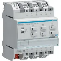 Hager TXA606D - Dispositivo de control para persianas/estores - Montaje en carril DIN - 6 canales - Blanco - 230 V - 50/60 Hz