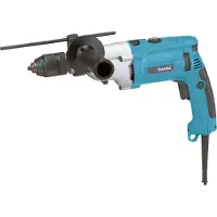 Makita Taladro percutor profesional HP 2071, para uso con corriente eléctrica, 1010 vatios, capacidad de perforación de 8 mm en acero, velocidad variable, con giro reversible (derecha/izquierda)