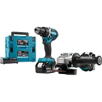 Makita DLX 2190 TJ1 kit combinado inalámbrico DDF 484 taladro atornillador inalámbrico + DGA 504 amoladora angular inalámbrica + 2x batería recargable 5.0 Ah + cargador + 2x Makpac