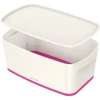 Esselte 5229-10-23 Caja de almacenamiento MyBox, tamaño pequeño, A5, con tapa, de ABS, color blanco/rosa