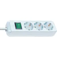 Brennenstuhl Regleta de enchufes Eco-Line, con interruptor, 3 enchufes, color blanco, cable de 5 metros, H05VV-F 3G1,5, modelo 1152920