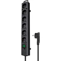 Brennenstuhl 1153300100, regleta estándar de 6 enchufes, línea Comfort, color negro, 2 metros
