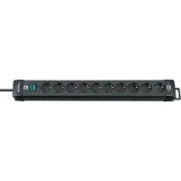 Brennenstuhl Regleta de enchufes Premium-Line, 10 enchufes, color negro, cable de 3 metros, tipo H05VV-F, 3G1,5, referencia 1951100100