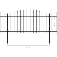 vidaXL Valla para jardín con punta de lanza, acero, 337 x 150 cm, color