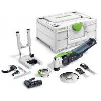 Festool OSC 18 E-Basic Set: osciladora a batería de 18 V Starlock Max (576592) sin escobillas + juego de 7 accesorios + Systainer - sin batería, sin cargador (sucesora del modelo 574849)