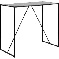 OXM Mesa auxiliar OXM Barcelona para salón, melamina, roble negro texturizado / metal, negro texturizado mate, con recubrimiento de polvo