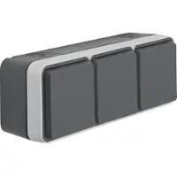 Berker Enchufe múltiple SCHUKO de 3 tomas, modelo 47733515, con tapa abatible, para instalación en pared (AP), color gris claro