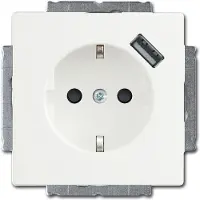 Busch-Jaeger 20 EUCBUSB-884, toma de corriente CEE 7/3 + USB, 2P+E, color blanco, IP20, 250 V, 16 A