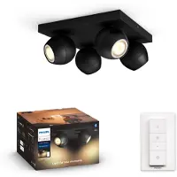 Philips White ambiance, foco cuadrado Buckram, iluminación puntual inteligente, Bluetooth/Zigbee, color negro, LED, metal, casquillo GU10